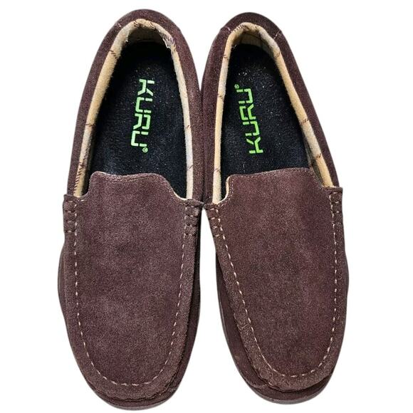 Kuru Loft Suede Shoes Brown Comfort Slip-On Moccasin House Slippers Mens 10 Med - Picture 6 of 14